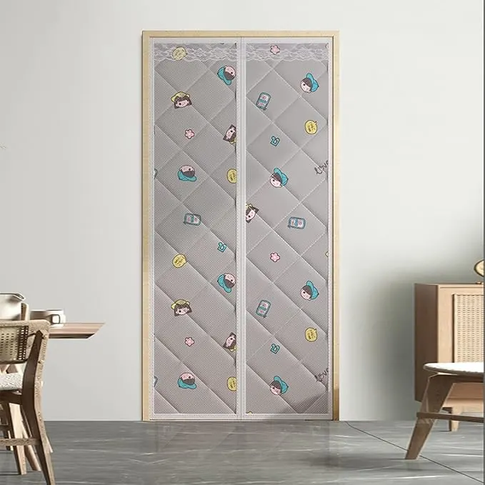 Quilted Insulated Door Curtain with Cute Printed Design