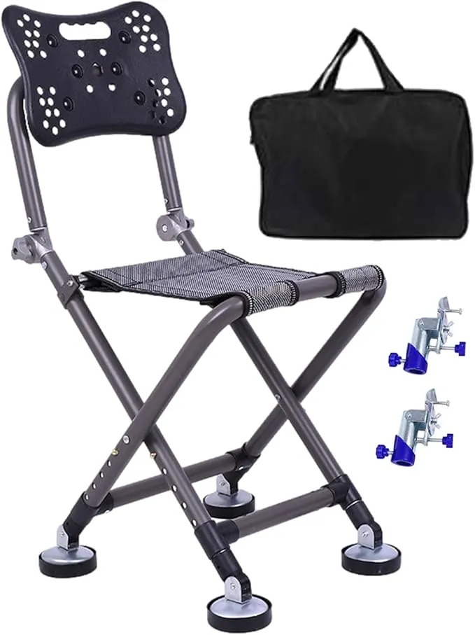 Adjustable Folding Chair with Back Support & Anti-Slip Base for Travel and Outdoor Use