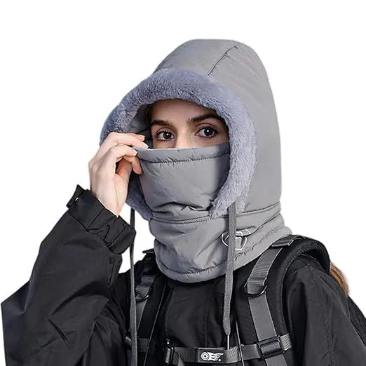 Winter Hooded Scarf | Fleece-Lined Hooded Mask | Thermal Balaclava for Women | Insulated Face Mask for Winter | Winter Hat | Ski Mask with Hood