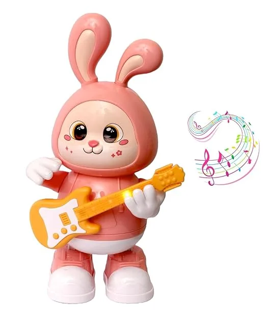 Cute Bunny Musical Guitar Toy with Lights & Sound – Dancing Rabbit Music Toy for Kids