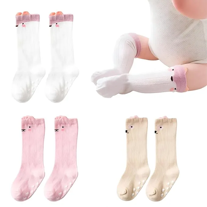 Premium 3-Pack Anti-Skid Cotton Sleep & Play Socks for Babies and Children