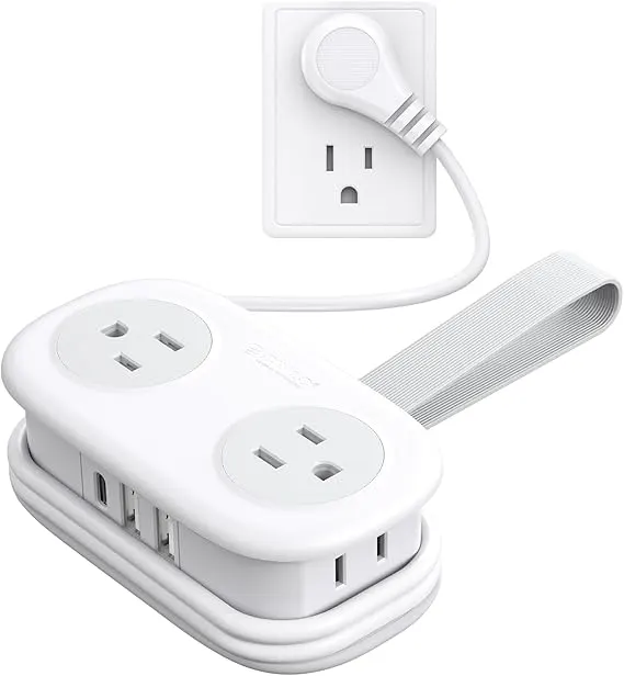 Compact Multi-Socket Power Extension with Built-In USB Charging