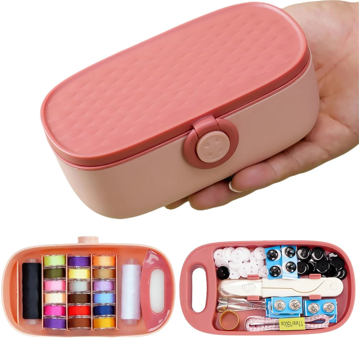Portable Mini Sewing Kit Organizer Box with Threads, Needles & Accessories – Compact Travel Repair Kit