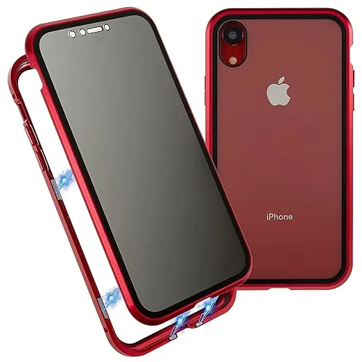 Magnetic Metal Bumper Phone Case with Front & Back Glass Protection