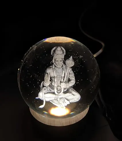 Crystal Ball LED Night Lamp with Wooden Base for Home Decor & Spiritual Ambience