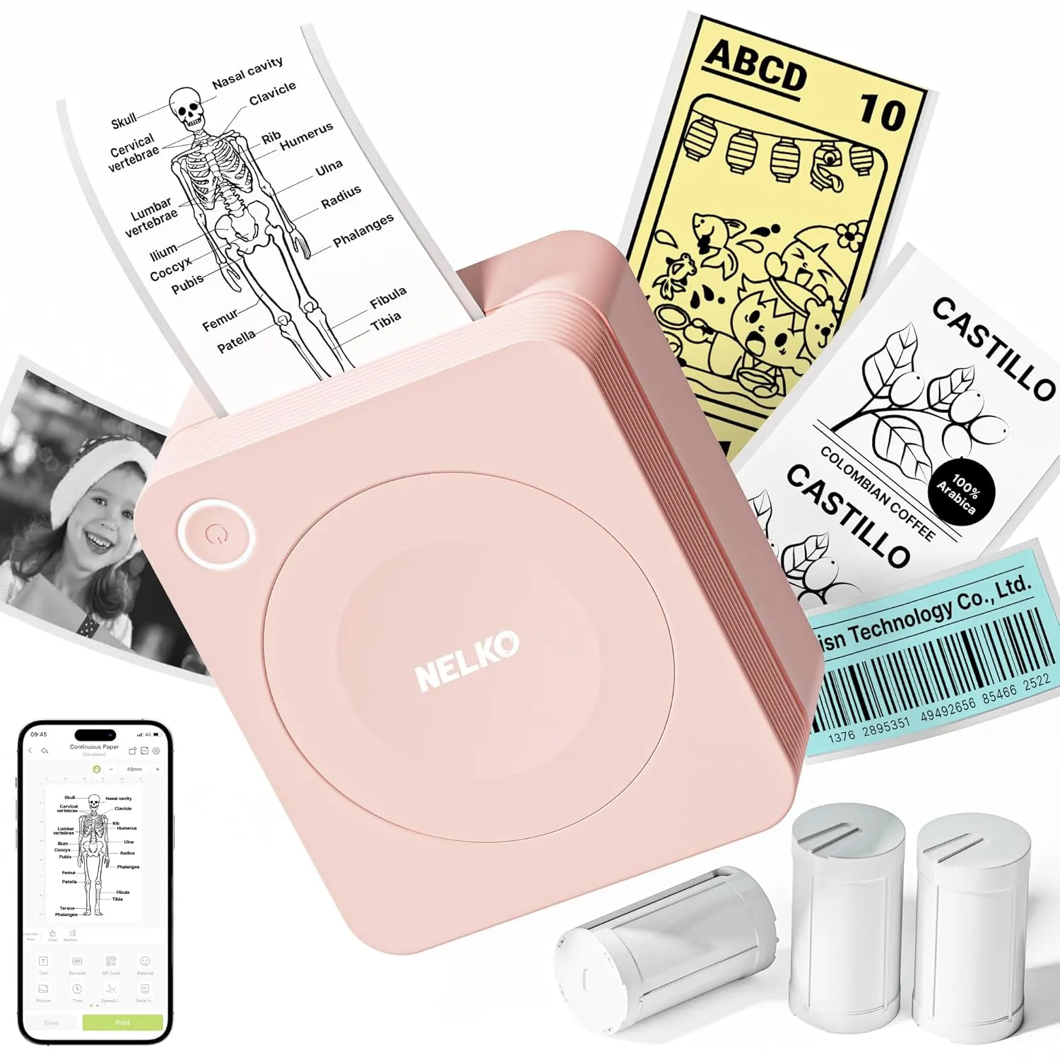 Portable Bluetooth Thermal Mini Printer for Notes, Labels & Images