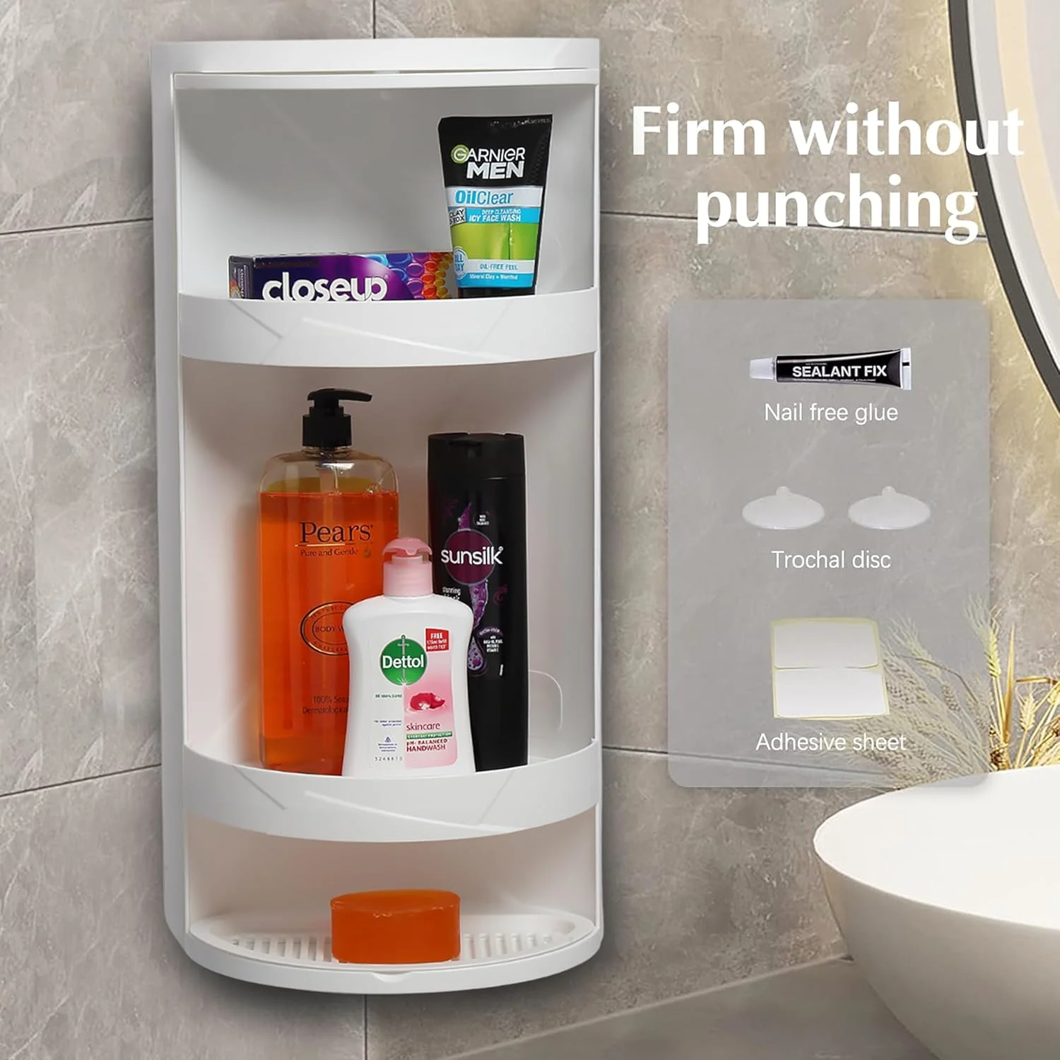 Plastic 360 Rotating Corner Shelves,3 Tier Storage Cabinet Towel Holder Rack, Corner Cabinets With Doors And Shelves For Bathroom Bathtub Toilet Table (White, Large)